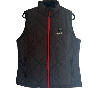 Heatedtek Women's Heated Vest Black with Red Zipper detail Size L NWT